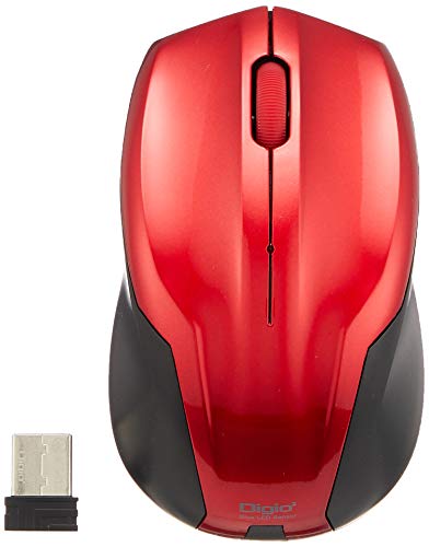 ナカバヤシ Digio2 マウス 無線 静音 3ボタン BlueLED レッド Z8310