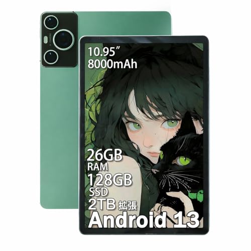 YHBIN 【2026新登場】 タブレット 10.95インチ Android 14 26GB+128GB+2TB拡張 T616 8コアプロセッサー 1200×1920 8000mAh大容量バッテリー 人脸認証 Type-C高速充電 13MP/5MPカメラ GPS搭載 WiFi/Bluetoothモデル 超軽量 薄型7mm エンタメ 仕事 学習 贈り物 日本語仕様 グリーン (26GB+128GB)