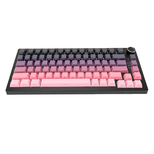 Vbestlife メカニカルゲーミングキーボード、Bluetooth 2.4GHzワイヤレスUSB有線81キーボード、RGBバックライト付き、ホットスワップ可能、8000mAhバッテリー (黒とピンク) VBwbt6ol3x7y-11