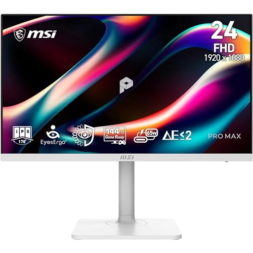MSI ｜エムエスアイ 液晶ディスプレイ(23.8型/ IPS/ FullHD 1920×1080/ 144Hz/ 1ms)(ホワイト) PRO MAXシリーズ PRO-MAX-241PHW-E14 返品種別A