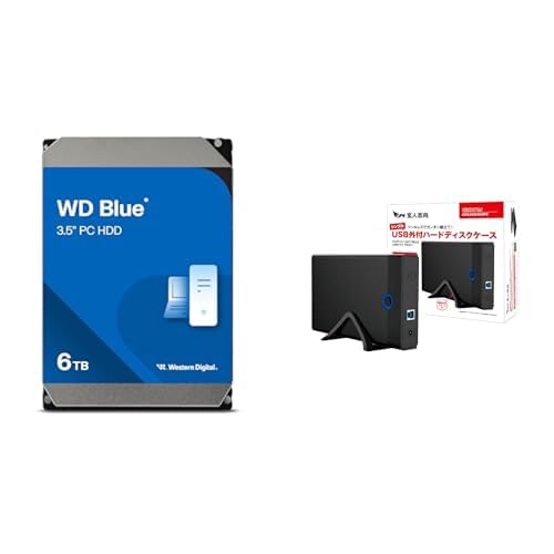 ウエスタンデジタル 【Amazon.co.jp限定】Western Digital ウエスタンデジタル WD Blue 内蔵 HDD ハードディスク 6TBメーカー保証2年 WD60EZAX-AJP エコパッケージ【国内正規取扱代理店】+ 玄人志向 3.5型 HDDケース USB3.2 Gen 1 (5Gbps) 接続 GW3.5AM-SU3PE