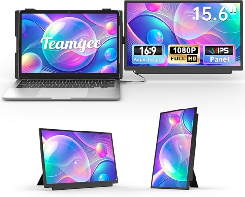 Teamgee 15.6インチノートパソコン画面エクステンダー フルシステムポータブルモニター Kevlar プレミアムシェル付き 電話からPCへのモード PD逆充電 ノートパソコン(仕事、ゲーム、ストリーミング)に対応 M5