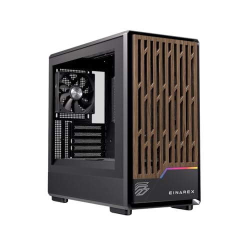 Einarex エイナレックス PULSE PM400 Core Micro-ATX対応 /強化ガラス/静音/高冷却設計/木製フロントデザイン/ARGBファン1基搭載/240mm水冷対応/最大370mmグラボ対応 (Black, core) EXCS-PM-400C-B