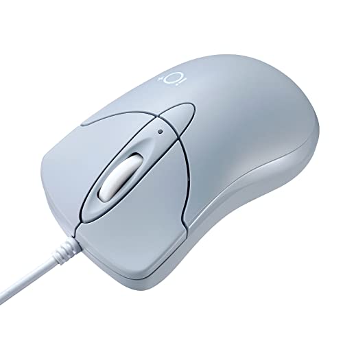 SANWA SUPPLY サンワサプライ(Sanwa Supply) マウス 有線 静音3ボタン ブルーLED 小型 ”イオプラス”シリーズ スカイブルー MA-IPYBS301BL