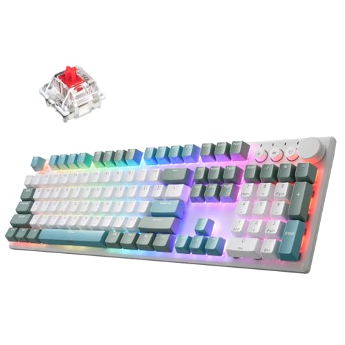 i-rocks iRocks K74R ワイヤレス RGB イルミネーション メカニカル ゲーミングキーボード ホットスワップ対応スイッチ お手入れ簡単 フローティングデザイン PBT 107キー NKRO 取り外し可能なUSB-Cケーブル - アイランドブルー (赤いスイッチ) 8652a56c-13ec-49f4