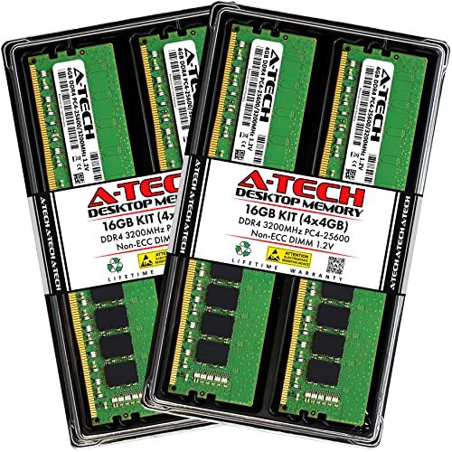 A-Tech 16GB キット (4x4GB) RAM ASUS ExpertCenter D9 SFF D900SC デスクトップ用 | DDR4 3200MHz PC4-25600 DIMM 1.2V 288ピン ノンECC UDIMM メモリアップグレード