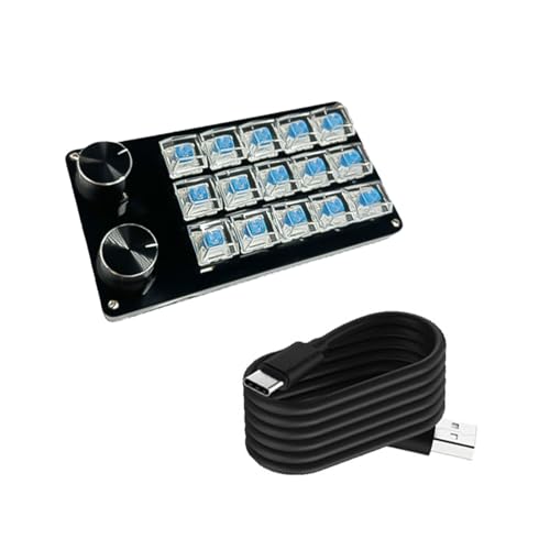 Uqezagpa ダブルノブ付きカスタマイズ可能なキーパッド、 9Key / 10Key / 12Key / 15Key メカニカルゲーミングキーボード、 プログラマブルキーパッドプログラマブルキーボード