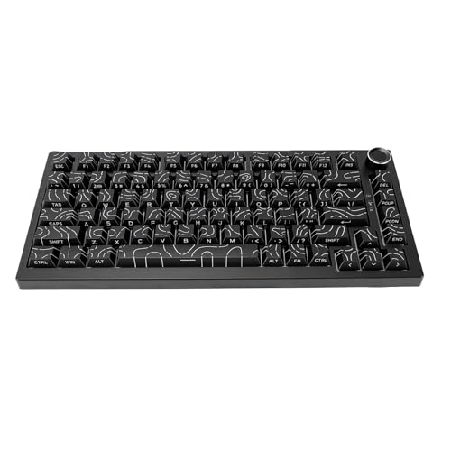 Acogedor メカニカルゲーミングキーボード、ワイヤレスBluetooth 2.4G有線ホットスワップ可能75% 81キーRGBバックライト付きPC用8000mAhバッテリー付き (黒の等高線) Acev8s5mrof4-11