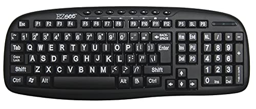 Maxi-Aids EZ See 大型プリントキーボード-ブラックキー-ホワイトプリント
