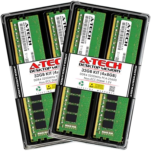 A-Tech 32GB キット (4x8GB) RAM ASUS ROG Strix B760-G Gaming WiFi D4 B660-A Gaming WiFi D4 マザーボード | DDR4 3200MHz PC4-25600 DIMM 1.2V 288ピン ノンECC UDIMM メモリアップグレード