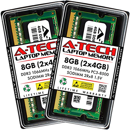A-Tech 8GB キット (2x4GB) RAM Acer TravelMate 5344用 | DDR3 1066MHz PC3-8500 SODIMM 204ピン メモリアップグレード