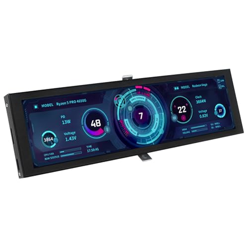 EMASDGEY ケースセカンダリディスプレイ 1920x480 コンピュータケース用 8.8 インチシャーシ画面カスタマイズ可能なアルミニウムシャーシ LCD ポータブルディスプレイ