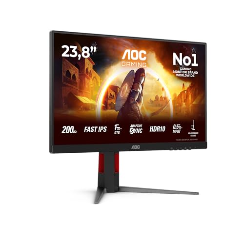 AOC Ha コンピューターモニター 60.5 cm (23.8インチ) 1920 X 1080ピクセル、W129158766 ((23.8) 1920 X 1080 ピクセル フルHD LED ブラック、レッド) 24G4HA