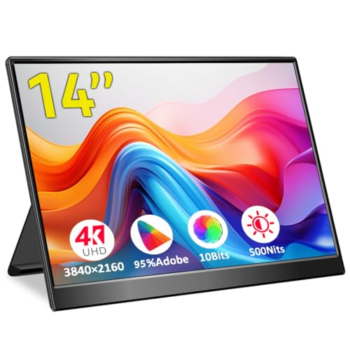Magedok 4kポータブルモニター、14インチポータブルモニターUSB C、10ビットAdobe 95%HDRゲームディスプレイ USB C/HDMI/Mini DP付き ノートパソコン/ゲーム機/PC/表面に対応 M140A