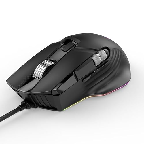 JOMAA 有線ゲーミングマウス マクロドライブ付き 12800 DPI 調節可能 10ボタン プログラム可能 14 RGB照明効果 人間工学的 ゲームやオフィスワーク用 (X13)