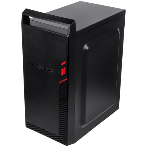 SUPVOX 黒色SECC素材採用のATX対応デスクトップ 特殊設計USB2オーディオマイクパネル搭載 オフィスやDIYパソコンに最適なビジネススタイルシャーシ H4019I1