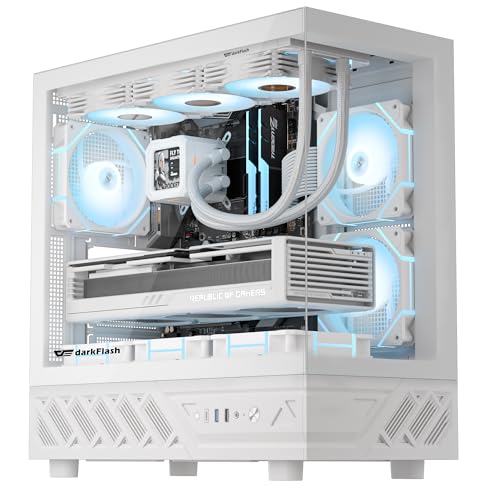 darkFlash ATX ミッドタワー ゲーミング 、デュアル強化ガラスサイドパネル、3つのプリインストール済みPWM ARGBファン、USB-CフロントI/O、360mmラジエーターサポート、ダストフィルター付きエアフロー 、ブラック DS950
