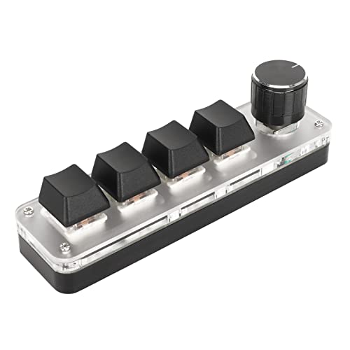 メイドイドウ 4キーメカニカルゲーミングキーボード、バックライト付きプログラミングマクロパッド、ノブ1つ付き、USB Bluetoothデュアルモードミニパッド、ゲームオフィスメディアコントロール用、プラグアンドプレイ メイドイドg9lk4vfup3