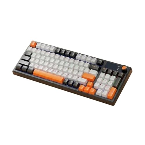 Watone ゲーミング有線メカニカルキーボード 95キー98%レイアウト コンパクト パソコン/ノートパソコン対応 プラグアンドプレイ ノブ付き 静音設計 打鍵感良好 デスクスペース節約 ブラック (A,オレンジ)