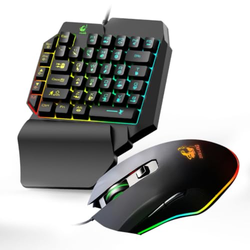 IDEANATEGRATE 使いやすいゲーミングキーボード 黒色バックライト搭載 ABS素材耐久性 ゲームプレイや寮生活に最適な実用的なコンピューター用キーボード マウス付き