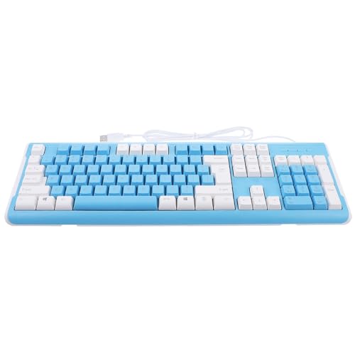 ノーブランド品 青色のUSB接続ゲーミングキーボード ABS素材簡単取り付け可能 数字パッド付き コンピューターゲームに最適な有線キーボード