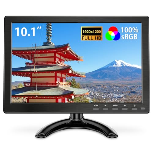 Eyoyo 10.1インチモニター 1920x1200P解像度 HDMI VGA 入力対応 セキュリティ 液晶 小型モニター16:10 スピーカー内蔵 PC CCTV カメラ X-Boxなど接続 10.1インチディスプレイ EM101AD