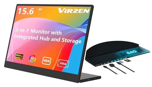 Virzen 15.6インチ ポータブルモニター ハブメモリーカード付き V1501
