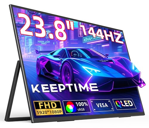 KEEPTIME モバイルモニター 23.8インチ 1080P 144HZ 非光沢画面 ポータブルモニター 大画面 広色域 大型 自立型スタンド IPS液晶パネル 持ち運び VESA対応 USB Type-C/HDMI端末 PS4PS5/XBOX/S-witch/PC/Macなど対応 在宅勤務 リモートワーク