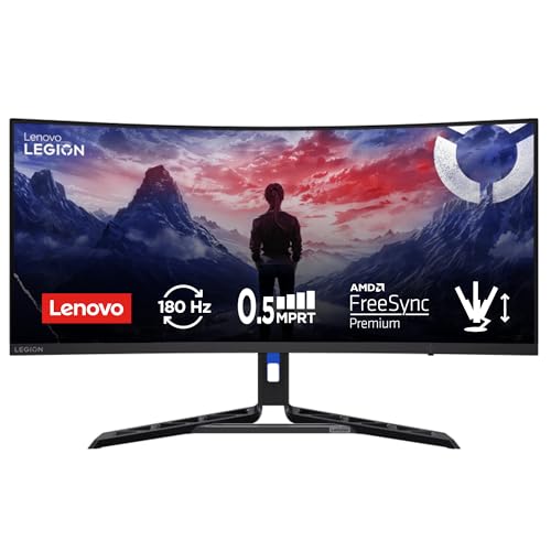 Lenovo Legion R34w-30 UWQHD 34インチ カーブゲーミングモニター - 3440 x 1440-180Hz - 350nits - 0.5ms 応答時間 - VAパネル - HDMI - DisplayPort - AMD FreeSync Premium - アンチグレア - 8.1kg - ブラック 67C7GACBEU