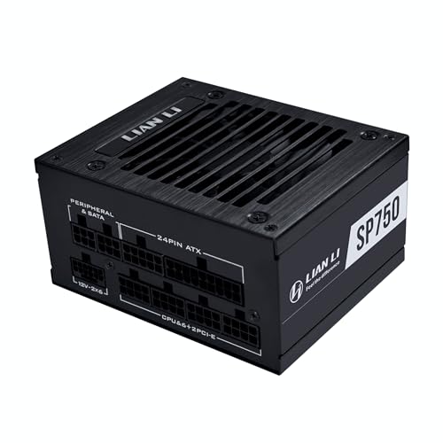 Lian Li SP750 ゴールド - 750ワット SFX フォームファクター電源 ネイティブ12V-2x6ケーブル付き - 低ノイズ - 80 Plus ゴールド効率 - ATX 3.1 & PCIe 5.0準拠 - 92mm FDB ファン - 10年 - ブラック (SP750G.B)