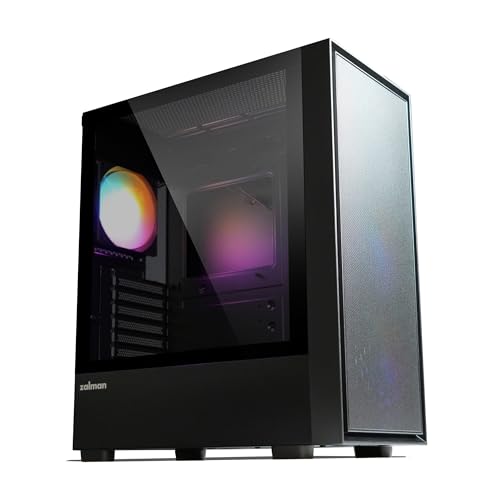 ZALMAN S6 ATX ミッドタワー 、3X 140mmフロント+120mm固定RGBファン1台、高通気量、USB Type-C対応、工具不要の強化ガラス製サイドパネル、360mm AIOラジエーター & 345mm GPUサポート