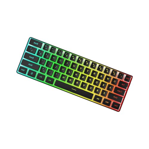 ECVGHD ポータブルコード付きメカニカルゲーミングキーボード LED バックライト付き 61 キーホットスワップ可能メカニカルキーボードアップグレード旅行に優しい