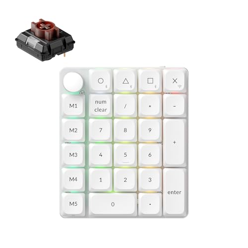 Keychron 【国内正規品】Keychron K0 Max QMK対応 ワイヤレスカスタム数字キーパッド RGBバックライト/ホットスワップ対応/2.4GHz & Bluetooth 5.3接続/1000Hzポーリングレート/ノブ付き/ロープロファイル茶軸 ホワイト