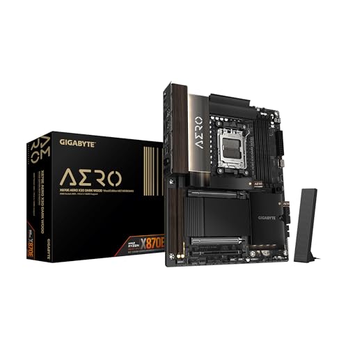 GIGABYTE X870E AERO X3D ダークウッド AMD AM5 ATX マザーボード、Ryzen 9000/8000/7000シリーズ、DDR5、16+2+2電源フェーズ、4X M.2、PCIe 5.0、USB4、WIFI7、デュアル5GbE、EZラッチに対応。 X870E AERO X3D DARK WOOD