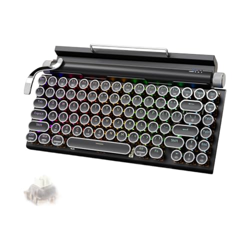 Movni メカニカルキーボード 三モード無線 キースイッチ交換可能 コーヒースイッチ 83キー レトロタイプライターキーボード RGBバックライト マルチデバイス対応 オフィス・家庭用