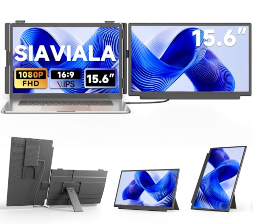siaviala ノートパソコン画面エクステンダー 15.6インチ、FHD 1080P IPS ノートパソコンモニターエクステンダー、ノートパソコン用デュアルスクリーンモニター 13-17インチ、ノートパソコン用ポータブルモニター プラグアンドプレイ Windows/Mac/Android/Chrome/PS5用 M5