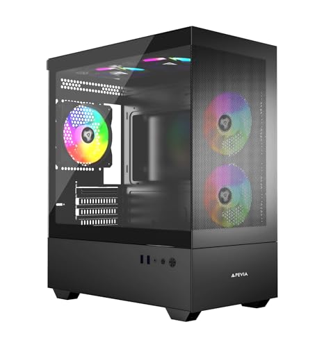 Apevia (アペビア) Phantom-MESH-BK Phantom Micro-ATX デュアルチャンバー メッシュ ゲーミング 5X 120mm ARGBファン付き 366 RGBモード メッシュエアフローパフォーマンス フロントパネル 240
