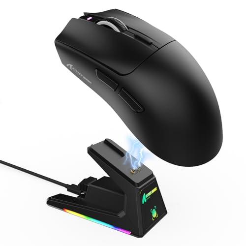 MAMBASNAKE ATTACK SHARK X1 ゲーミングマウス RGB 充電ドック、AI設定、40000DPI、軽量49g 、FPS MOBA eスポーツ