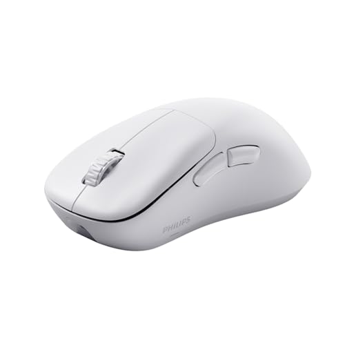 PHILIPS フィリップス ゲーミングマウス 無線 マウス 超軽量 52g 3モード接続 bluetooth/2.4GHz/ USB-C有線 1ms応答速度 12000DPI ６段階調節 ワイヤレス Type-C充電式 6個プログラムボタン エルゴノミクス fps用 低遅延 高耐久 PC Windows Mac ゲームと仕事両用 Philips Evnia Gaming Mouse SPK9418 ホワイト