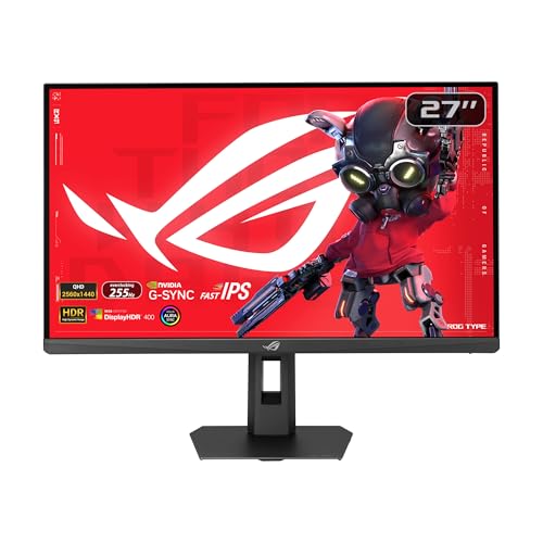 ASUS ROG Strix 27インチ 1440P HDR ゲーミングモニター (XG27ACMES) - QHD (2560x1440) 255Hz 0.3ms 高速IPS、極端なローモーションブラー同期、G-SYNC対応、DisplayWidget、三脚穴、Gaming AI、3年保証