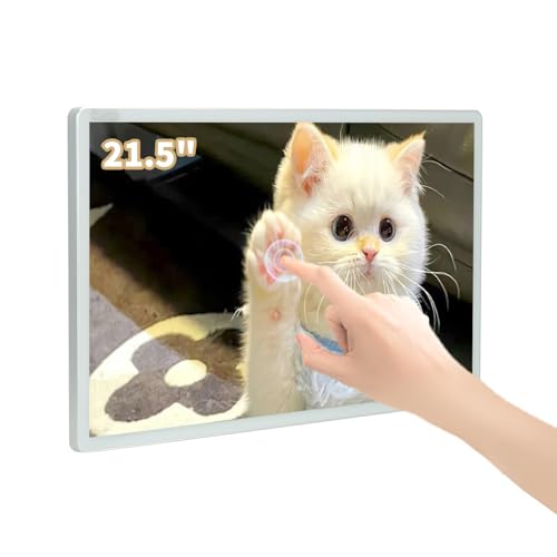 TouchWo 静電容量式マルチタッチスクリーン工業用モニター、16:9ディスプレイ、内蔵スピーカー、USB、VGA、DVI、HD-MIポート、デジタルサイネージディスプレイ、広告用プレーヤー(21.5インチホワイト)