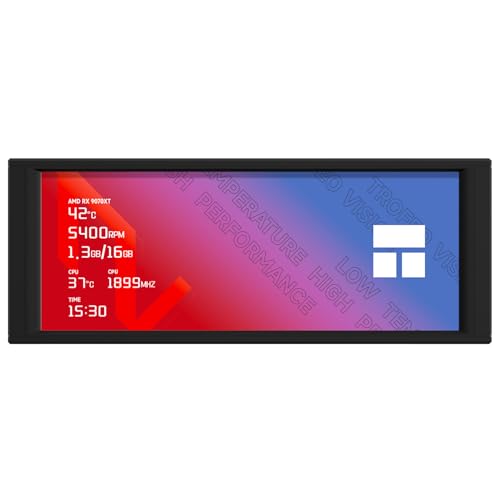 THERMALRIGHT hermalright Trofeo Vision LCD ブラックエディションケース サブディスプレイ 6.8インチのフルカラーLCDディスプレイ (1280x480解像度) 、磁気パネルスクリーン付き、DIYダイナミック/静止画像をサポート