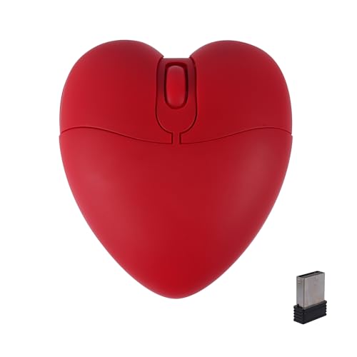 BODHISATTO Bluetoothワイヤレスマウス 2.4GHz USB両対応 可愛い ハートの形 電池式 小型 軽量 無線 女性/子供用 ポータブル iOS/Macbook/Windows/Chrome/Android/Microsoft SurfaceタブレットノートパソコンPCに対応 赤 VJCM0329W-2M-R