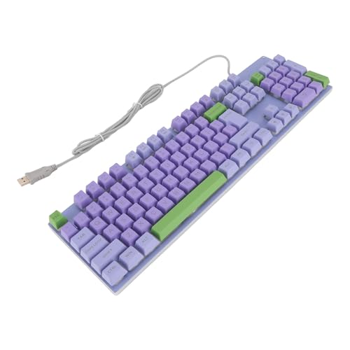 Yanmis 高齢者用キーボード、大型プリントメタルパネル有線ゲーミングキーボード、USBバックライト付き、ノートパソコン用、2色デザイン、26キー、安定したサポートブラケット (ローランドパープル) Ya92o3zrgbx4-12