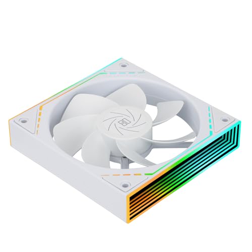 THERMALRIGHT TL-M12RW 120 mm CPUファン、逆送風、PWMインテリジェント温度制御、ARGB無限額縁設計、1500 RPM回転速度、コンピュータシャーシ放熱ファン静音-白色、PWM/ARGB直列接続をサポート M12RW-D1-JP