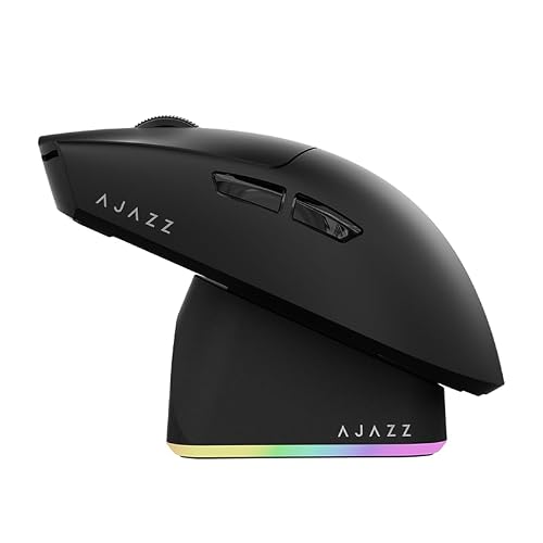 AJAZZ 日本公式 国内正規品 AJ139P V3 MAX ゲーミングマウス 800mAh バッテリー PAW3395センサー 1000Hzポーリングレート 32000DPI 3モード接続 2.4Ghz/ BT/有線 マグネット充電スタンド付き RGBライト付き 69g軽量 Windows/Mac/Android対応 ゲーム オフィスに最適 (黒)