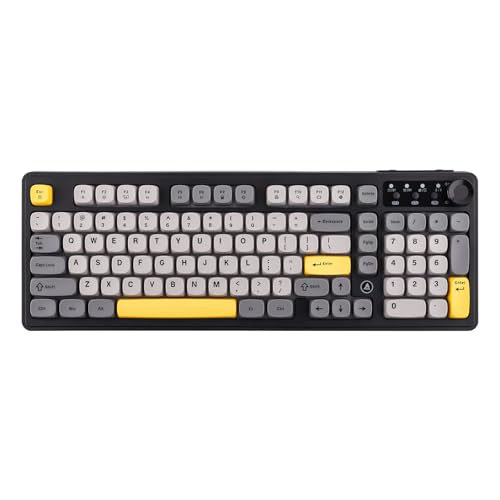 MechLands AJAZZ AF98 PLUS メンブレンキーボード 3モードワイヤレスゲーミングキーボード Win/Mac/iOS対応 Bluetooth 5.0/2.4G/USB-C RGBバックライト 4000mAhバッテリー ボリュームノブ 調節可能スタンド (Black Grey)