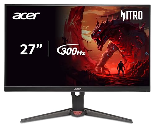 acer Nitro 27" WQHD 2560x1440 IPS PC Gaming Monitor | AMD FreeSync Premium | 300Hz | Up to 0.5ms | 99% sRGB | DisplayHDR 400 | ErgoStand | VESA Mounting | 1 x DP 1.4 & 2 x HDMI 2.1 | XV272U F3bmiiprx UM.HX2AA.307