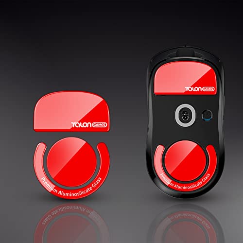 TALONGAMES [ 強化ガラス素材 ] TALONGAMES マウスソール マウス フィート Logicool G PRO X SUPERLIGHT ワイヤレス 用 ゲーミング マウス 交換用 ラウンドエッヂ加工 高耐久 超低摩擦 Super Smooth Glide レッド【 日本正規代理店保証品 】