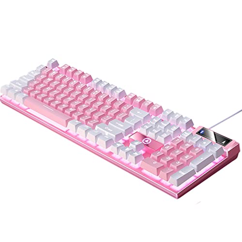 ZapSnugle メカニカルゲーミングキーボードUSBLED照明効果ゲームオフィス用104キー, ピンクホワイト
